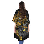 Yin Yang Owl Print Open Front Beach Cover Up