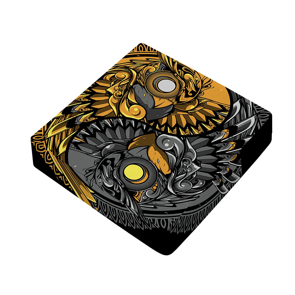 Yin Yang Owl Print Outdoor Seat Cushion Cover