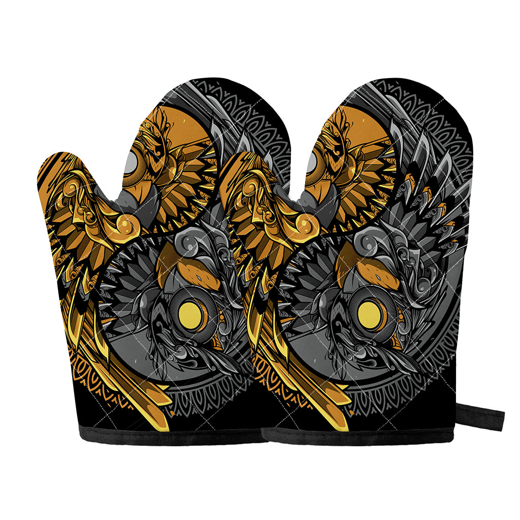 Yin Yang Owl Print Oven Mitts