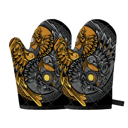 Yin Yang Owl Print Oven Mitts