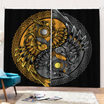 Yin Yang Owl Print Pencil Pleat Curtains