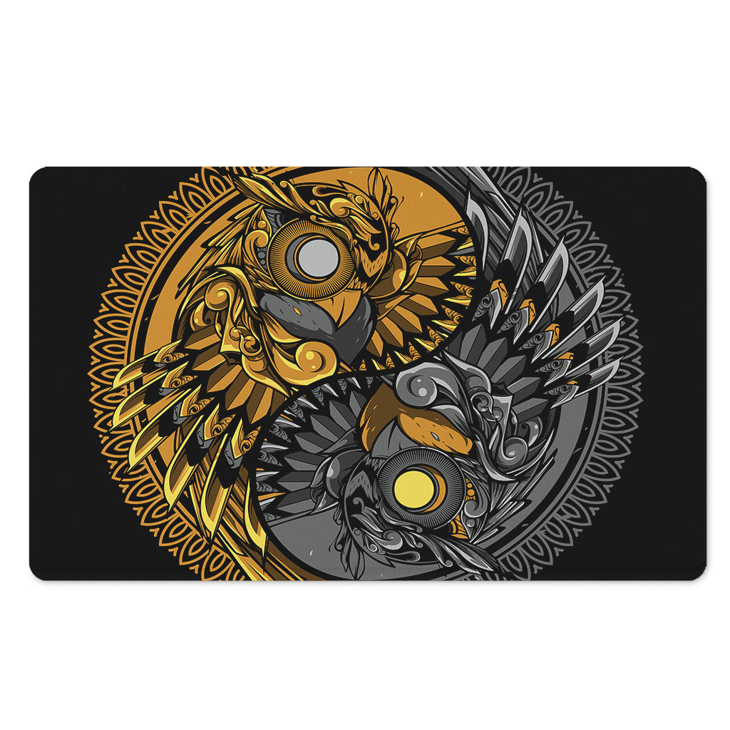 Yin Yang Owl Print Polyester Doormat