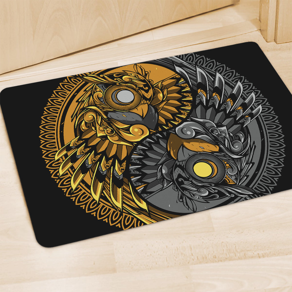 Yin Yang Owl Print Polyester Doormat