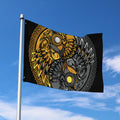Yin Yang Owl Print Polyester Flag