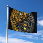 Yin Yang Owl Print Polyester Flag