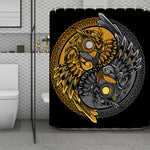 Yin Yang Owl Print Polyester Shower Curtain
