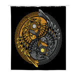 Yin Yang Owl Print Polyester Shower Curtain