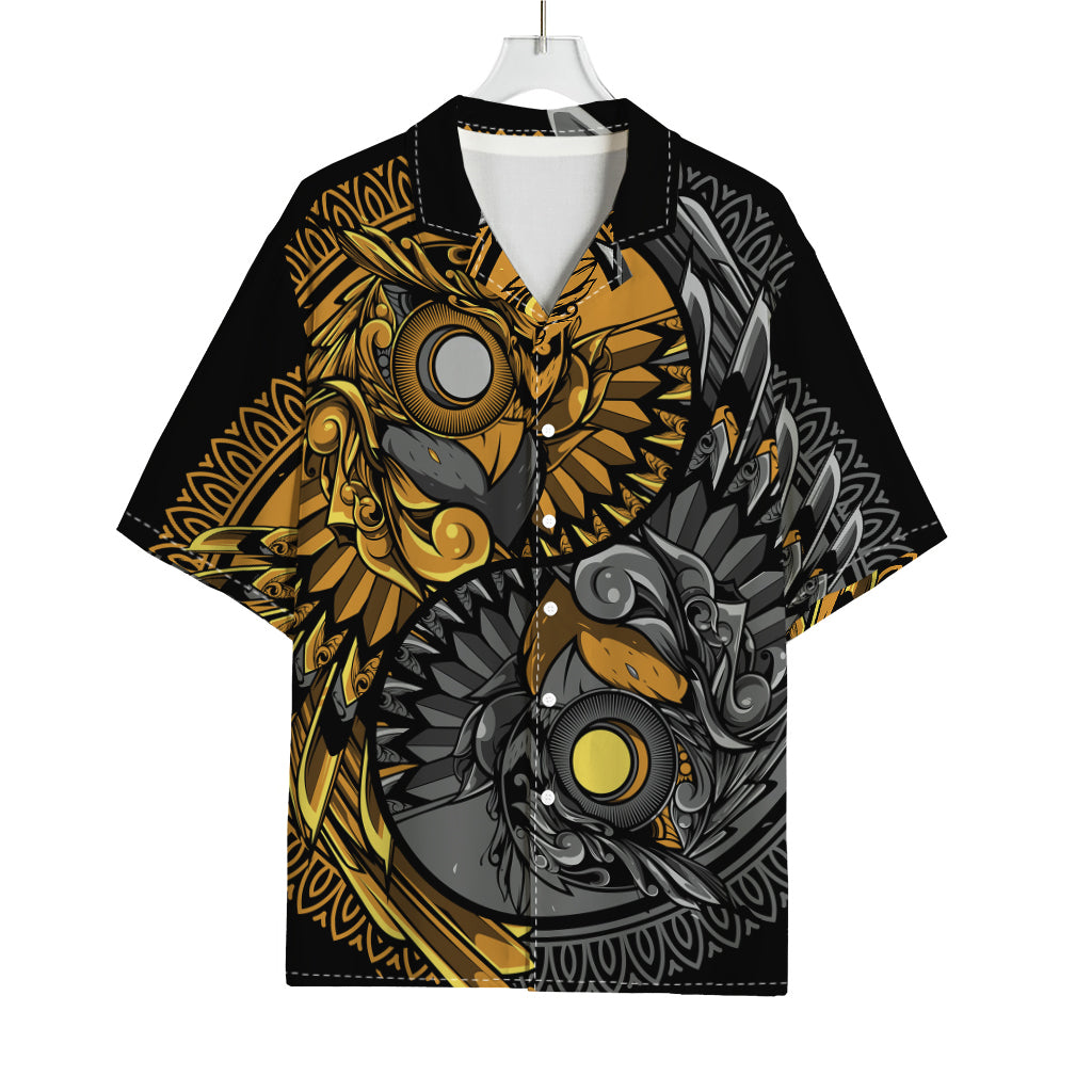Yin Yang Owl Print Rayon Hawaiian Shirt