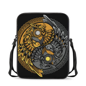 Yin Yang Owl Print Rectangular Crossbody Bag