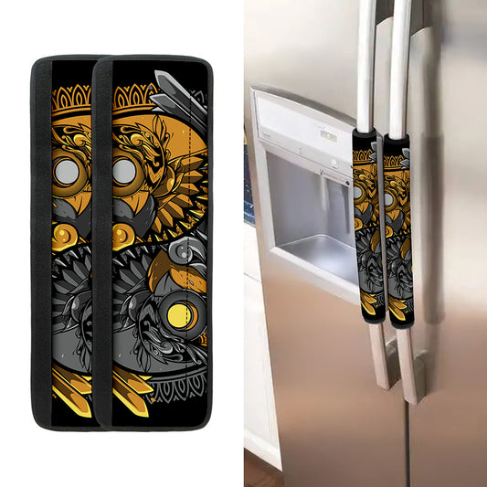Yin Yang Owl Print Refrigerator Handle Covers