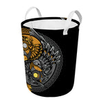 Yin Yang Owl Print Round Laundry Basket