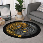 Yin Yang Owl Print Round Rug