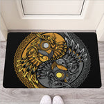 Yin Yang Owl Print Rubber Doormat