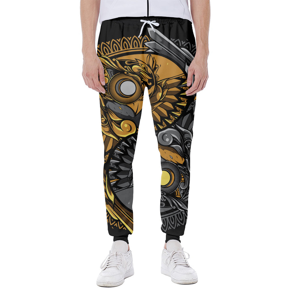Yin Yang Owl Print Scuba Joggers