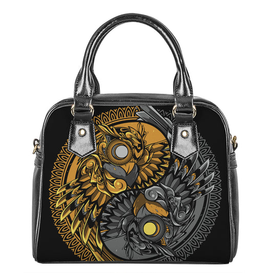 Yin Yang Owl Print Shoulder Handbag