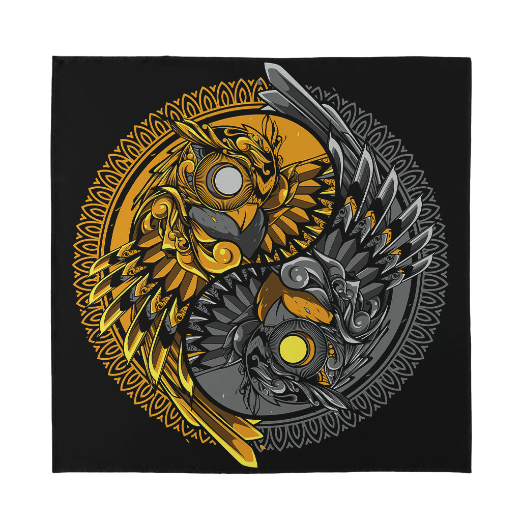 Yin Yang Owl Print Silk Bandana