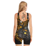 Yin Yang Owl Print Sleeveless One Piece Swimsuit
