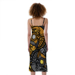 Yin Yang Owl Print Slim Fit Midi Cami Dress