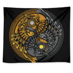 Yin Yang Owl Print Tapestry