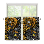 Yin Yang Owl Print Tier Curtains