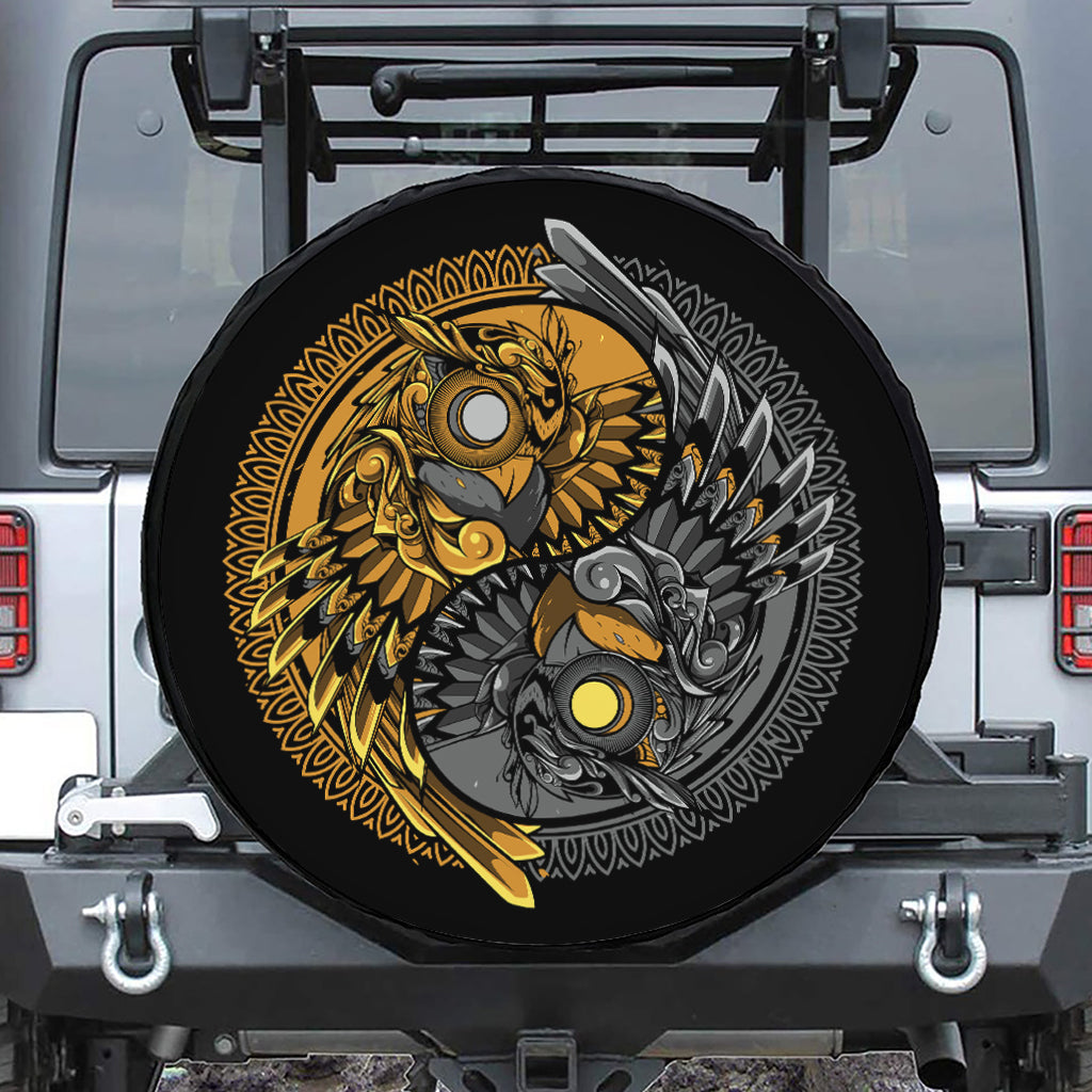 Yin Yang Owl Print Tire Cover