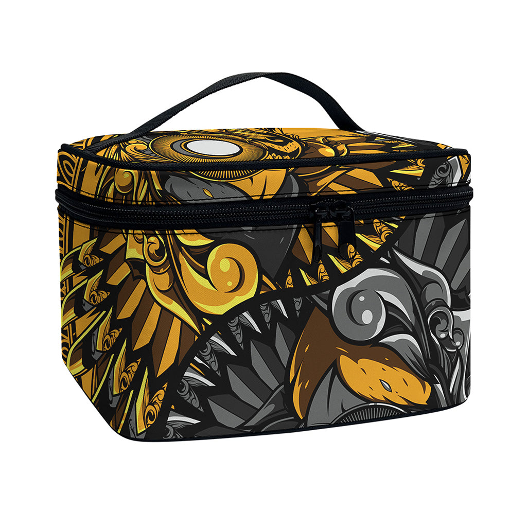 Yin Yang Owl Print Travel Makeup Bag