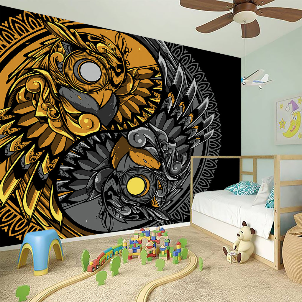 Yin Yang Owl Print Wall Sticker