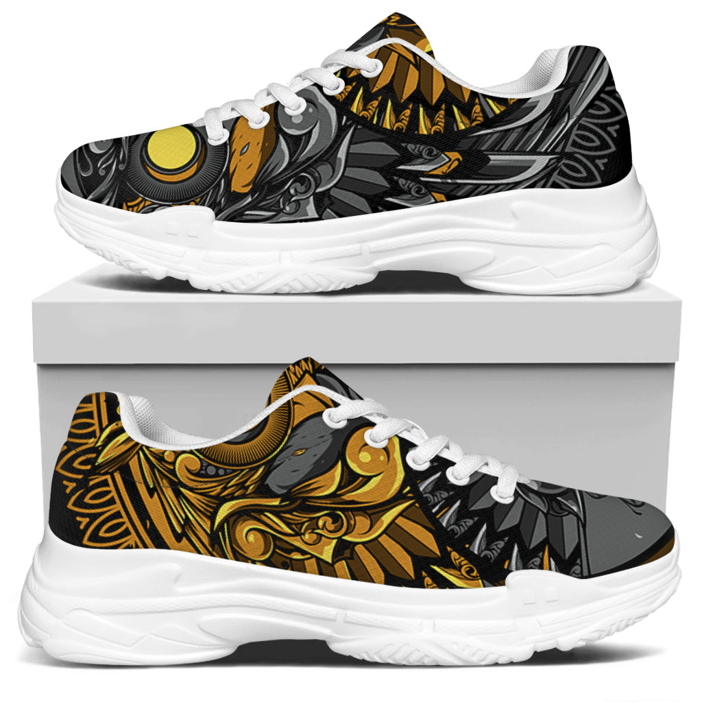 Yin Yang Owl Print White Chunky Shoes