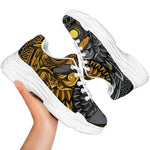 Yin Yang Owl Print White Chunky Shoes