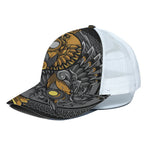 Yin Yang Owl Print White Mesh Trucker Cap