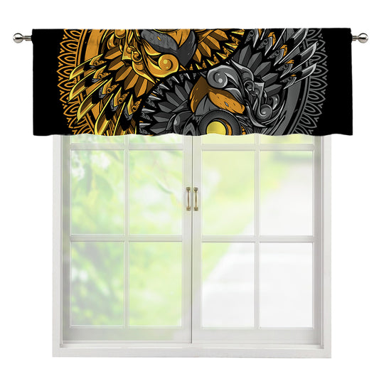Yin Yang Owl Print Window Valance