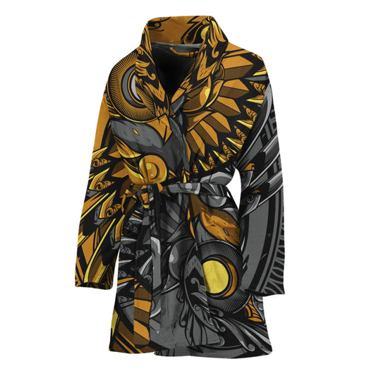 Yin Yang Owl Print Women's Bathrobe