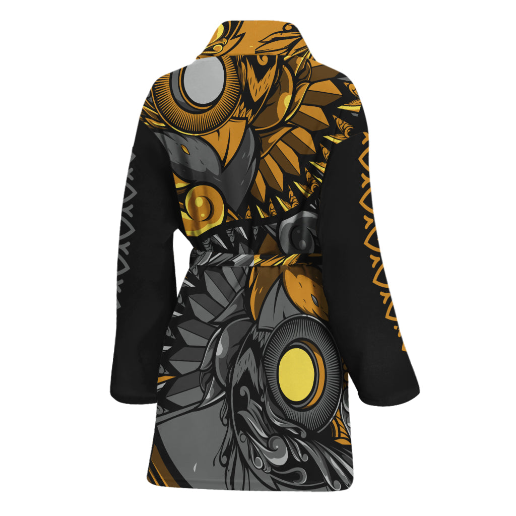 Yin Yang Owl Print Women's Bathrobe