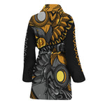 Yin Yang Owl Print Women's Bathrobe