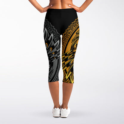 Yin Yang Owl Print Women's Capri Leggings