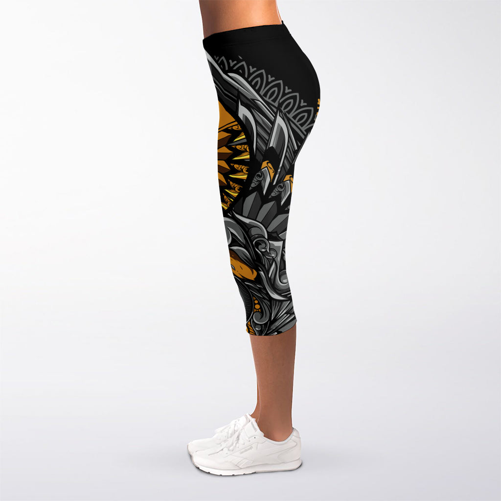 Yin Yang Owl Print Women's Capri Leggings