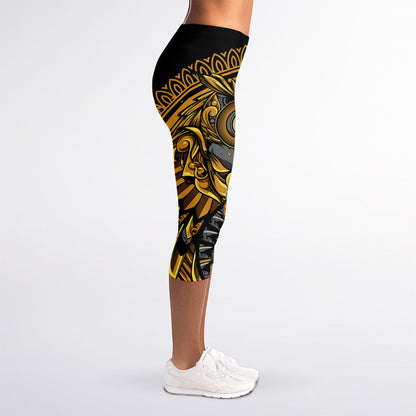 Yin Yang Owl Print Women's Capri Leggings