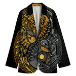 Yin Yang Owl Print Women's Cotton Blazer