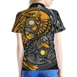 Yin Yang Owl Print Women's Polo Shirt