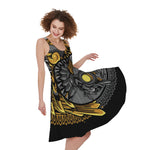 Yin Yang Owl Print Women's Sleeveless Dress