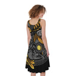 Yin Yang Owl Print Women's Sleeveless Dress