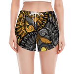 Yin Yang Owl Print Women's Split Running Shorts