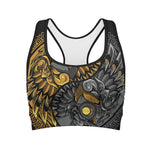 Yin Yang Owl Print Women's Sports Bra