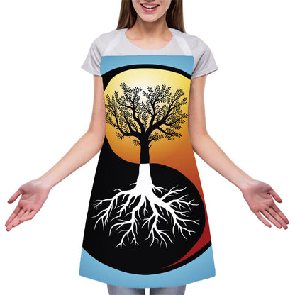Yin Yang Tree Of Life Print Adjustable Apron