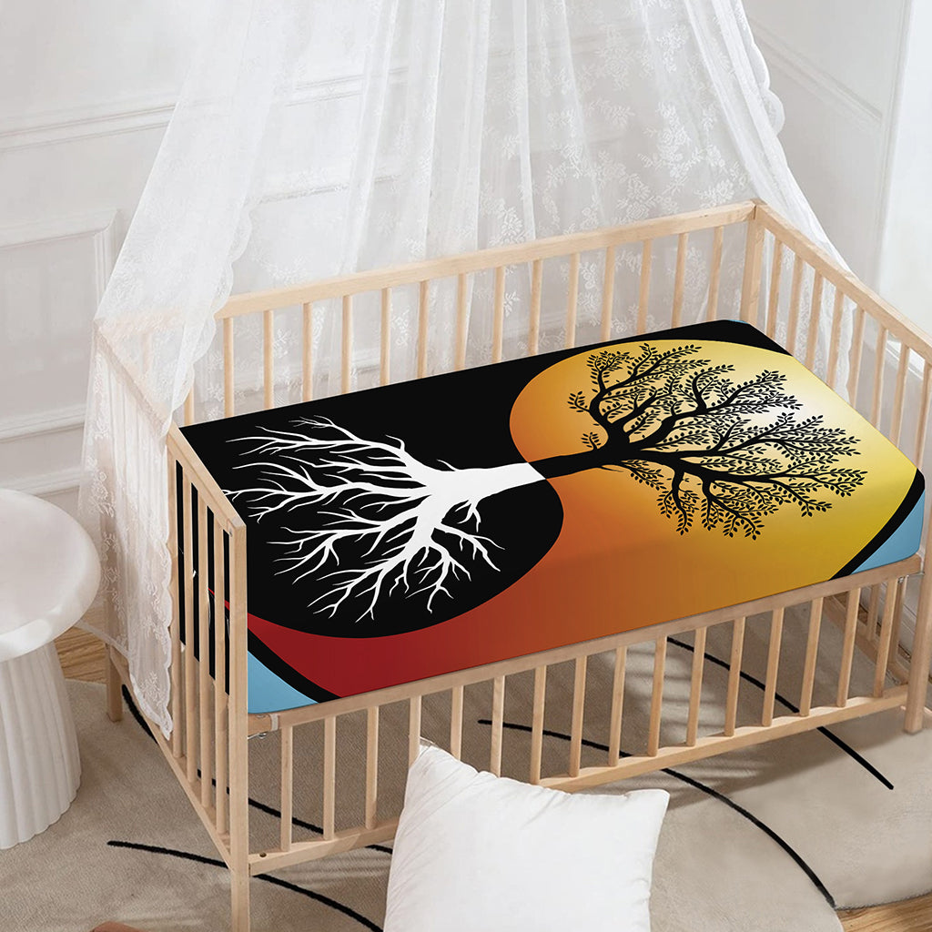 Yin Yang Tree Of Life Print Baby Crib Sheet