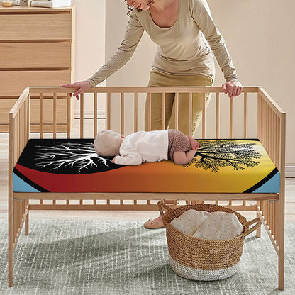 Yin Yang Tree Of Life Print Baby Crib Sheet