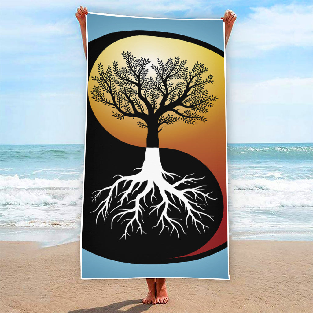 Yin Yang Tree Of Life Print Beach Towel
