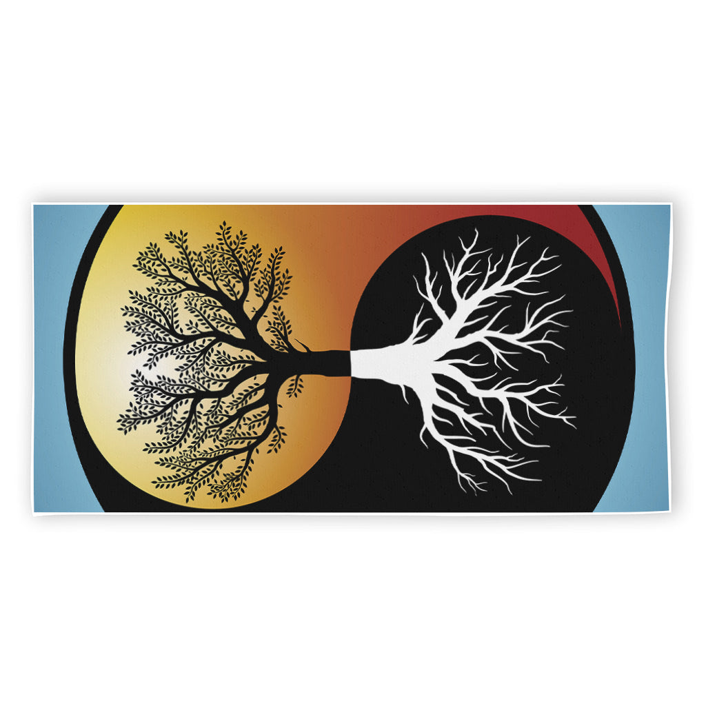 Yin Yang Tree Of Life Print Beach Towel