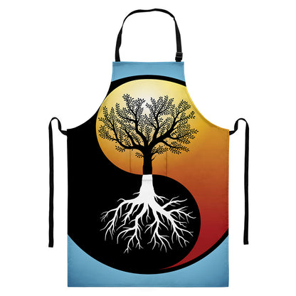 Yin Yang Tree Of Life Print Bib Apron With Pocket