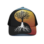 Yin Yang Tree Of Life Print Black Mesh Trucker Cap